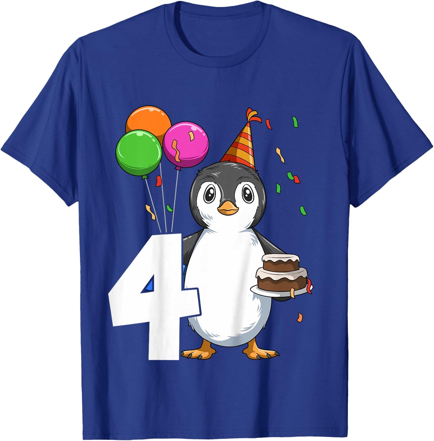 Penguin Birthday 4 Penguin 4th Birthday Outfit Penguin Party T-Shirt - T-Shirt | Royal