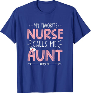 My Favorite Nurse Calls Me Aunt Retro Flowers Mothers Day T-Shirt - T-Shirt | Royal