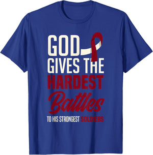 God Gives The Hardest Battles Oral Head Neck Cancer Warrior T-Shirt - T-Shirt | Royal
