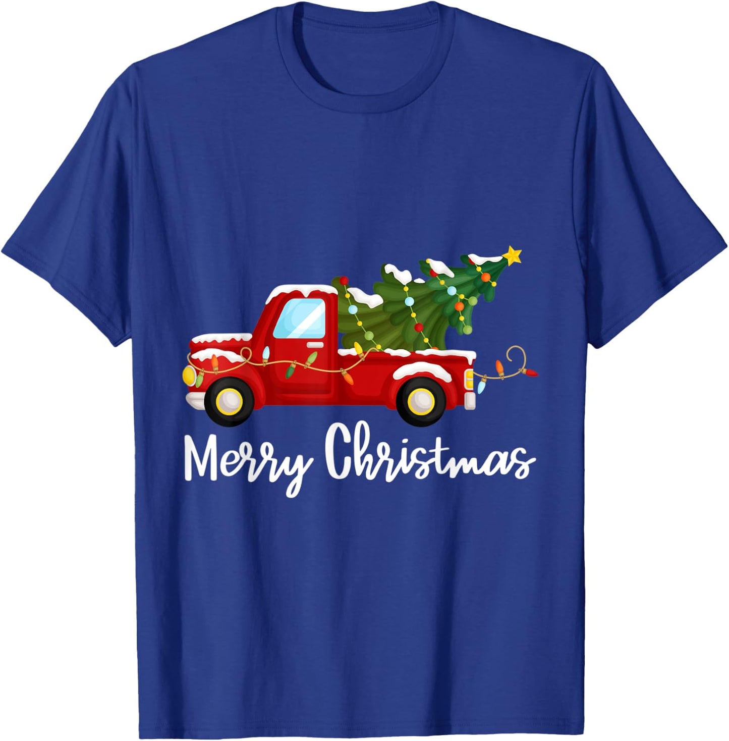 Vintage Wagon Christmas Tree Red Retro Farmer Truck Vacation T-Shirt - T-Shirt | Royal