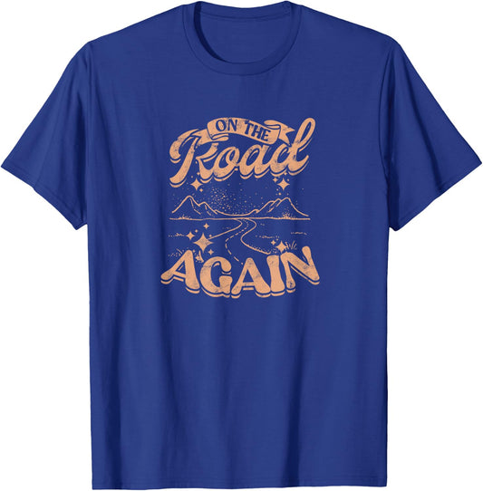 On The Road Again Highway and Country Music T-Shirt - T-Shirt | Royal