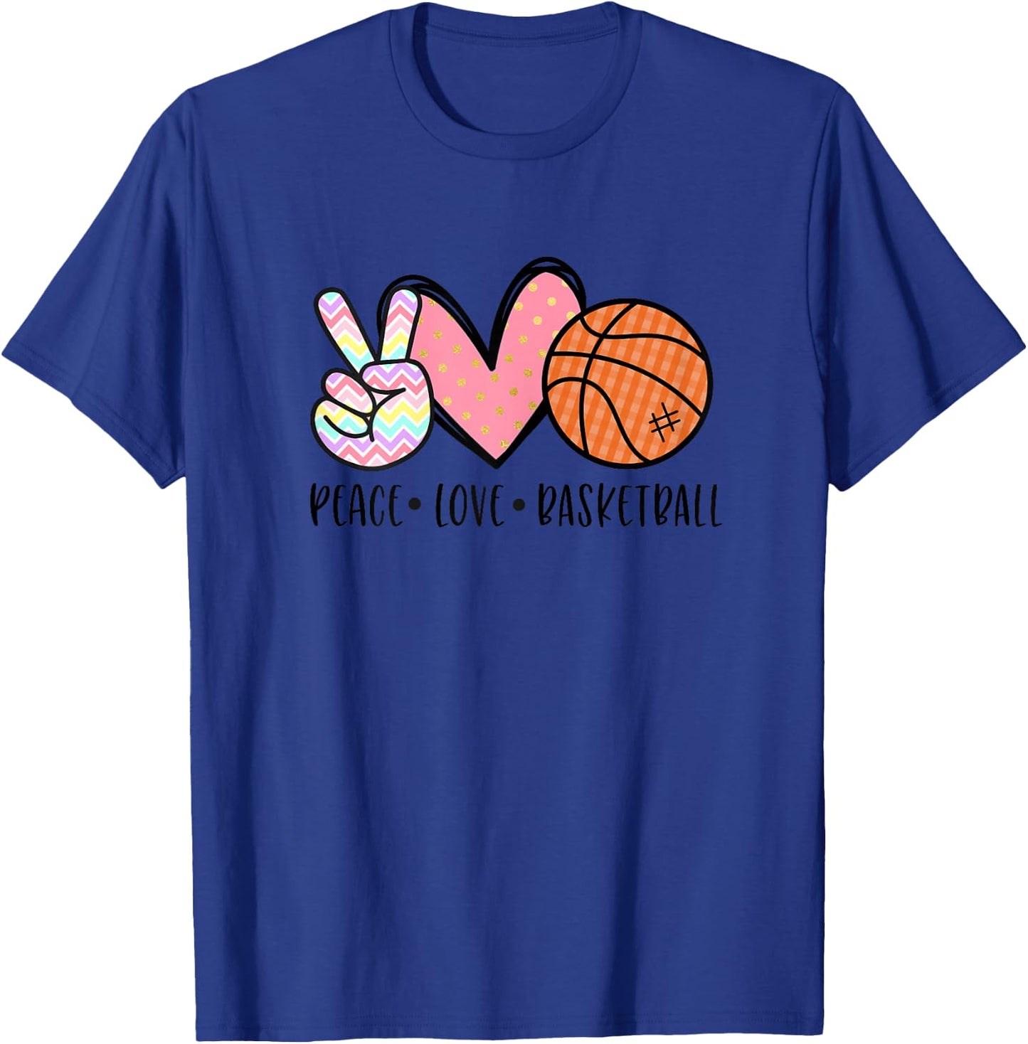 Peace Love Basketball Heart Teens Tween Girls T-Shirt - T-Shirt | Royal