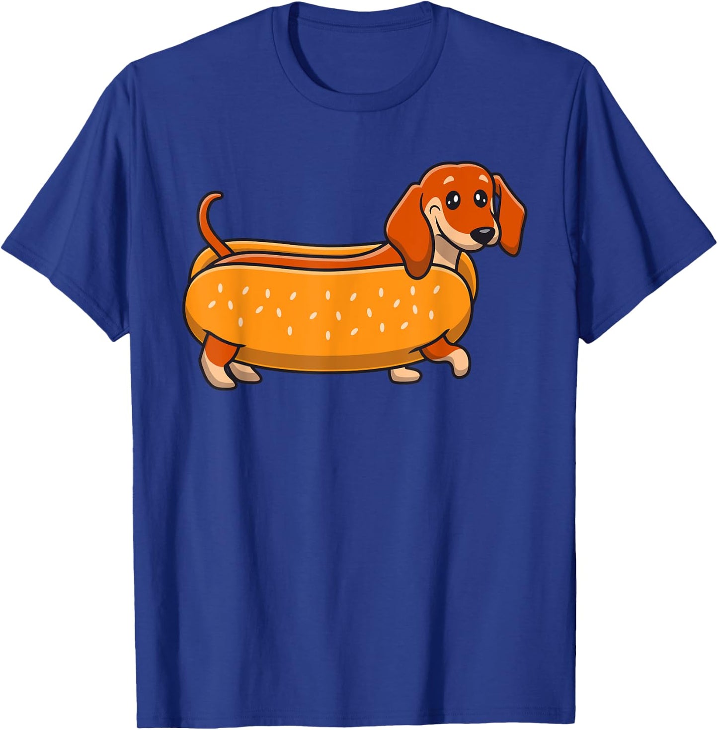 Funny Dachshund Hotdog Cute Wiener Dog Lover Humor Men Women Kids T-Shirt - T-Shirt | Royal
