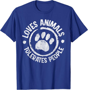 Loves Animals Tolerates People T-Shirt - T-Shirt | Royal