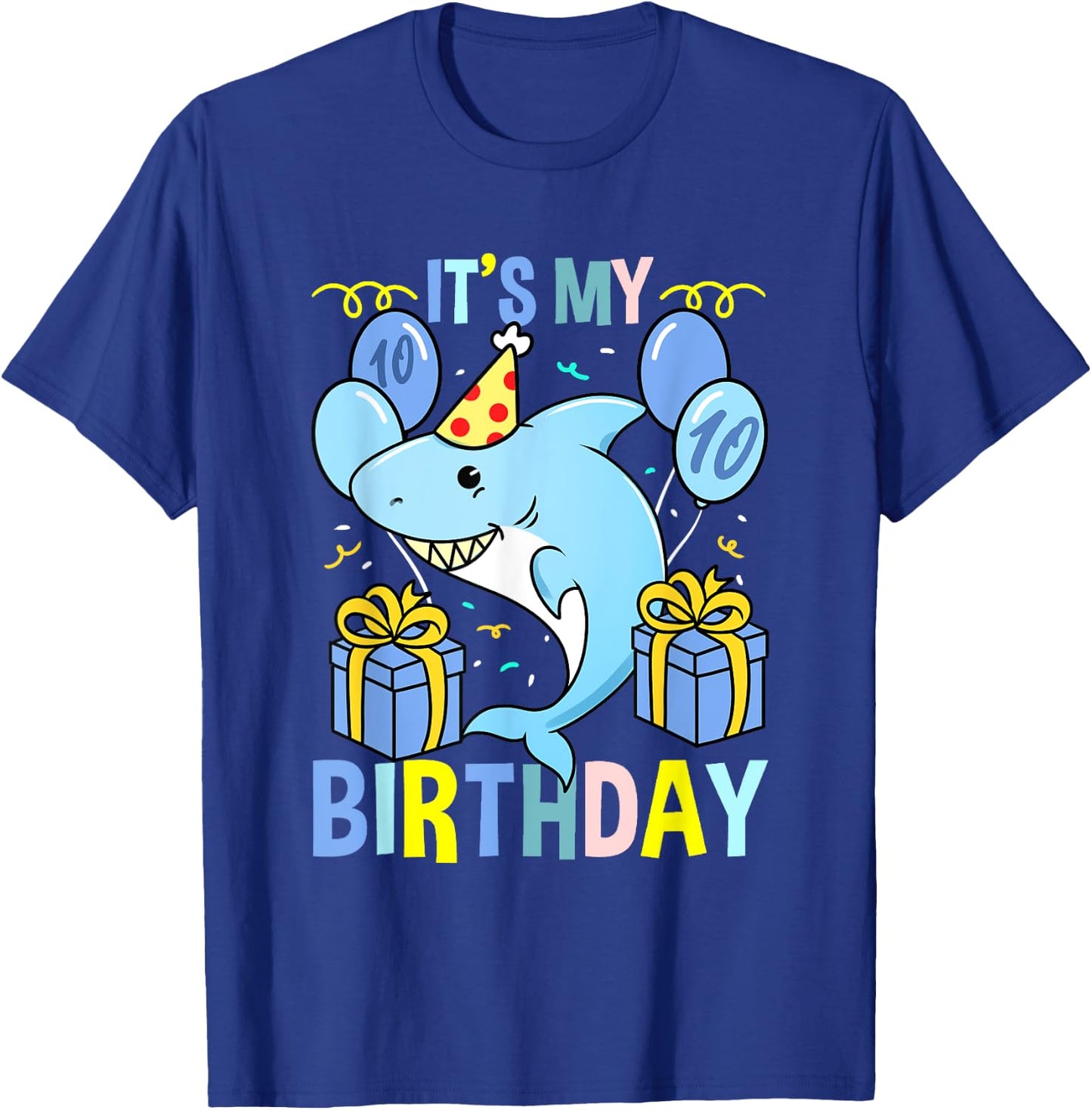 Shark Its My 10th Birthday T-Shirt - T-Shirt | Royal