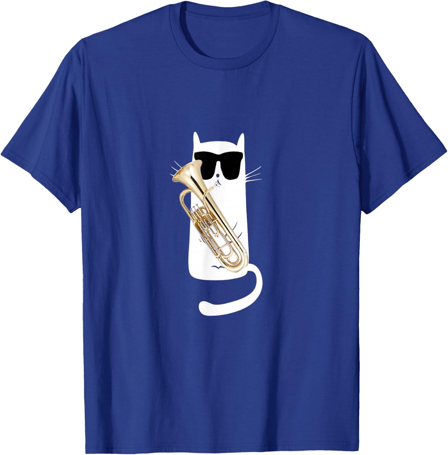 Funny Cat Wearing Sunglasses Playing Tuba T-Shirt - T-Shirt | Royal