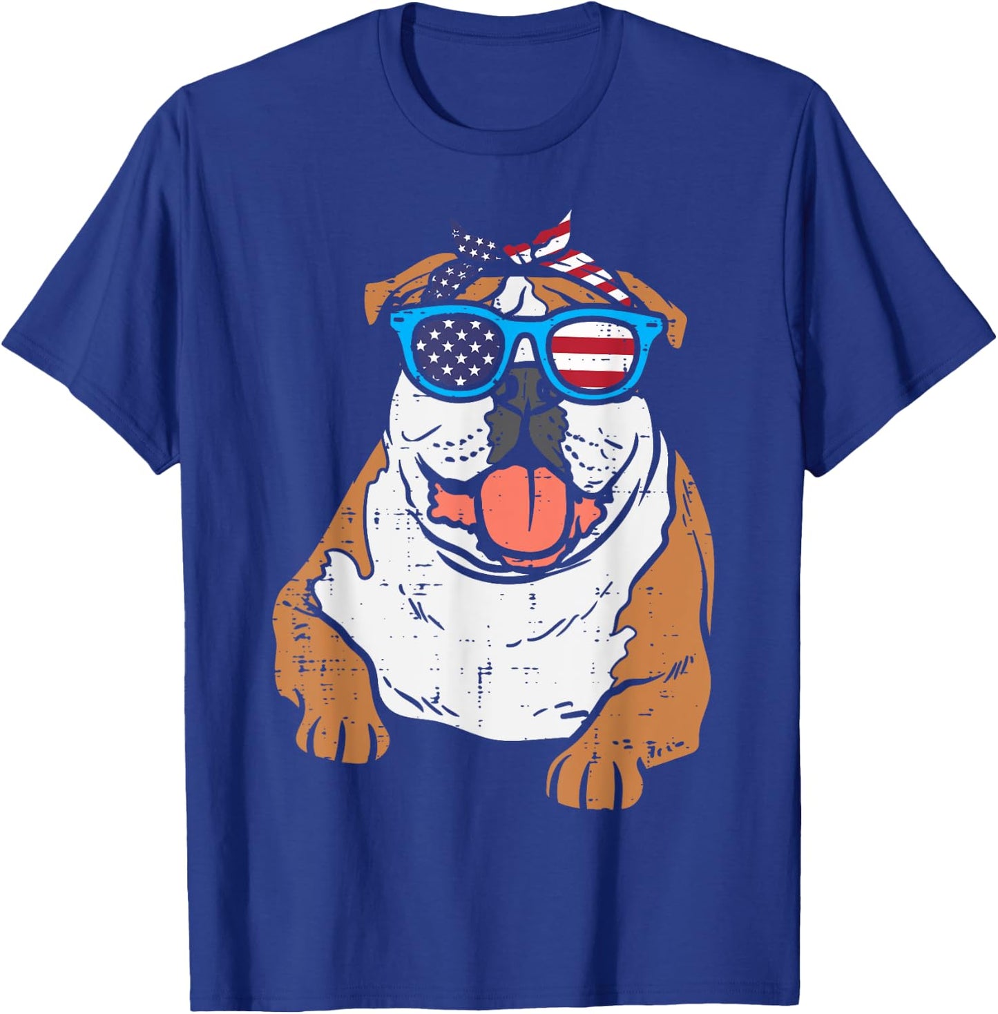 Bandana English Bulldog American USA 4th Of July Fourth Dog Kids Men T-Shirt - T-Shirt | Royal