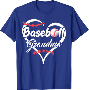 Proud Baseball Grandma Heart T-Shirt - T-Shirt | Royal