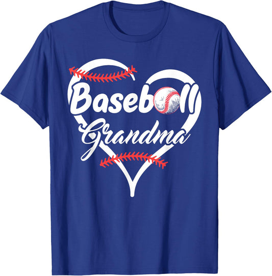Proud Baseball Grandma Heart T-Shirt - T-Shirt | Royal