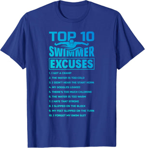 The Merch Pool - Swimmer Excuses Butterfly Swimming Funny Adult , Black, Small, Short Sleeve T-Shirt - T-Shirt | Royal