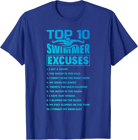 The Merch Pool - Swimmer Excuses Butterfly Swimming Funny Adult , Black, Small, Short Sleeve T-Shirt - T-Shirt | Royal