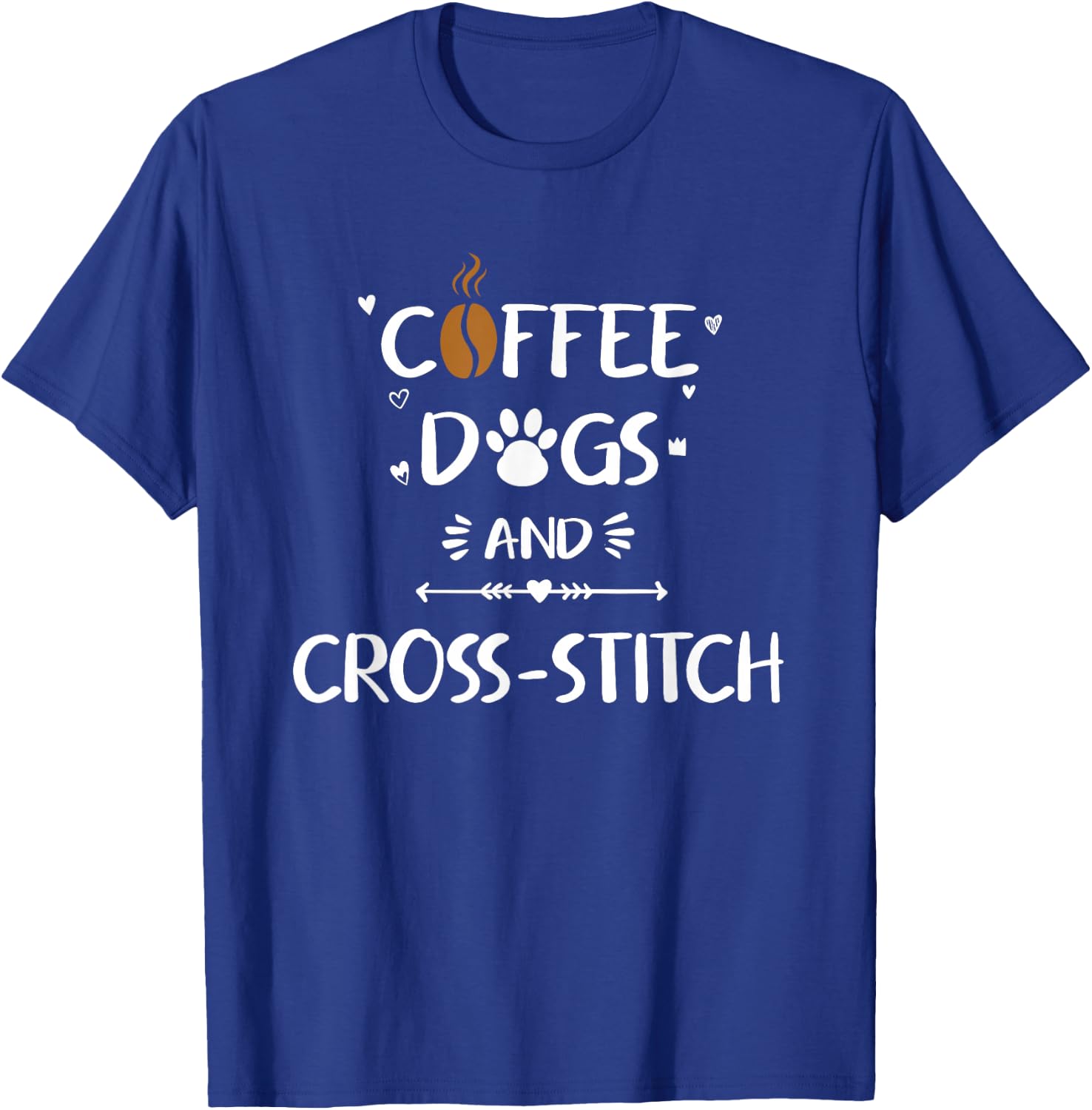 Coffee Dogs & Cross-Stitch Needlepoint Stitching T-Shirt - T-Shirt | Royal