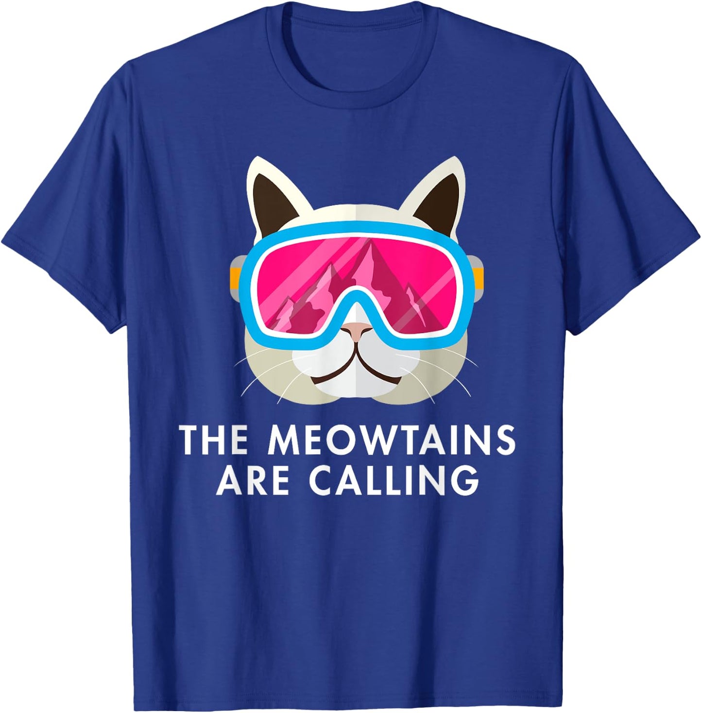 Ski Cat Cats Skiing Snowboard Skier Mountains Outfit Women Kids T-Shirt - T-Shirt | Royal