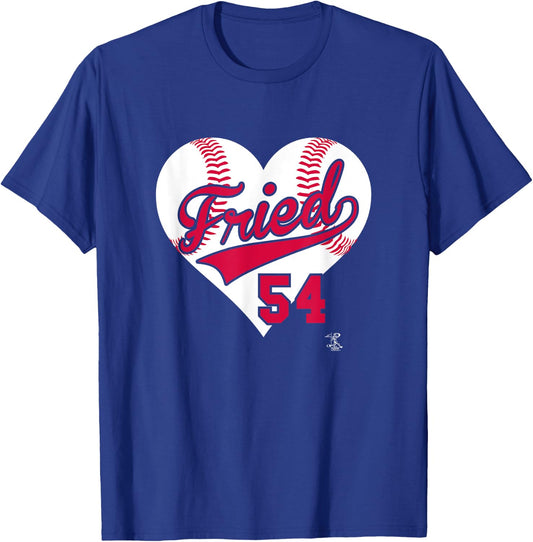 Max Fried Baseball Heart Gameday T-Shirt - T-Shirt | Royal