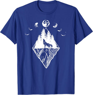 Howling Wolf Phases Of The Moon T-Shirt - T-Shirt | Royal