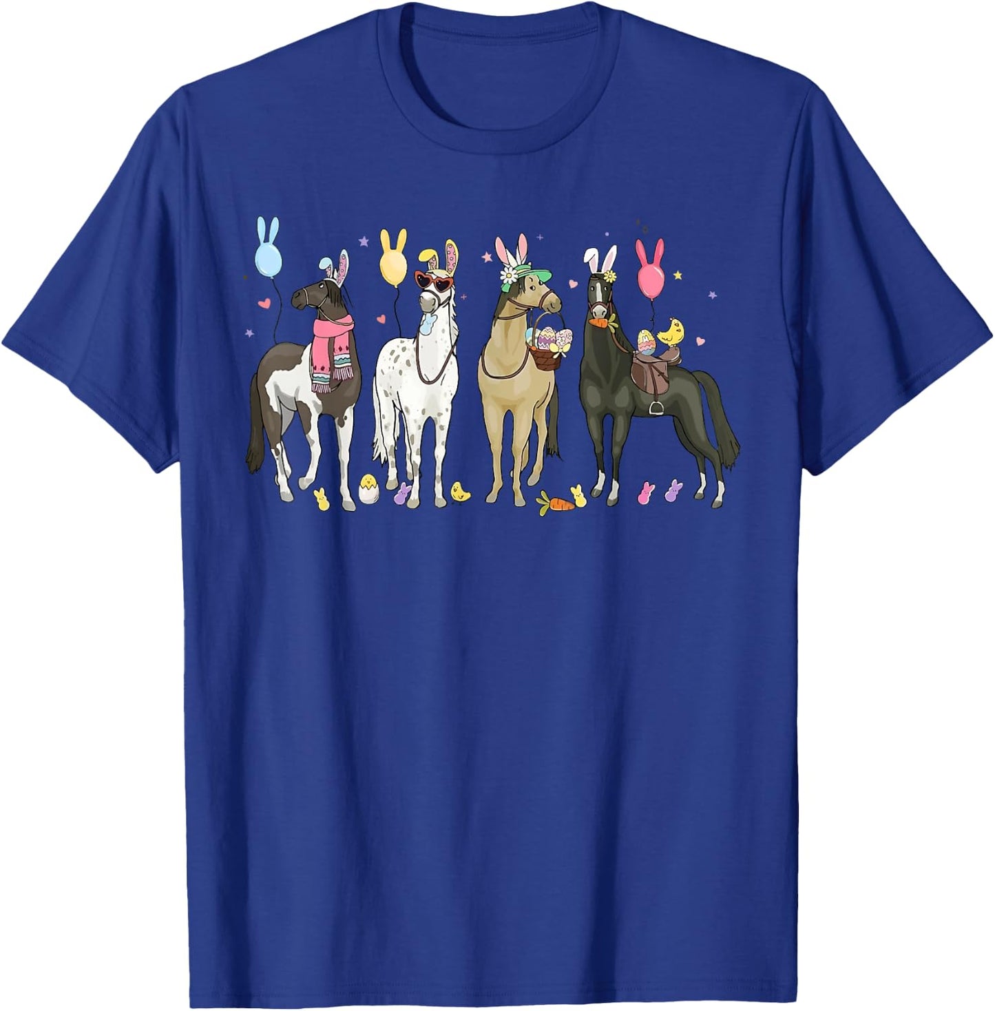 Funny Horse Easter Day Farm Animal Cute Bunny Horse Lover T-Shirt - T-Shirt | Royal