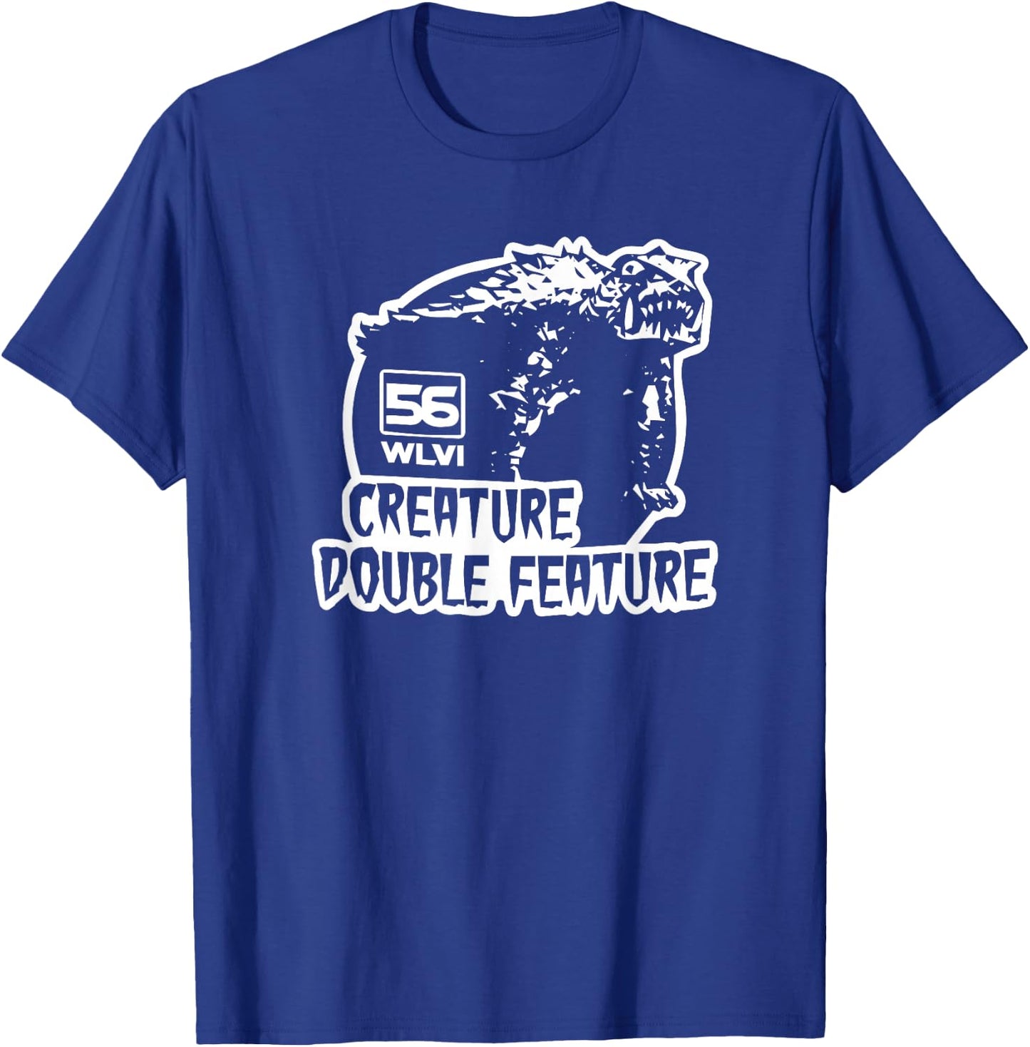 MRS- -Adults Retro Black Small Creature Double Feature 1970s Vintage Graphic Apparel Short Sleeve T-Shirt - T-Shirt | Royal