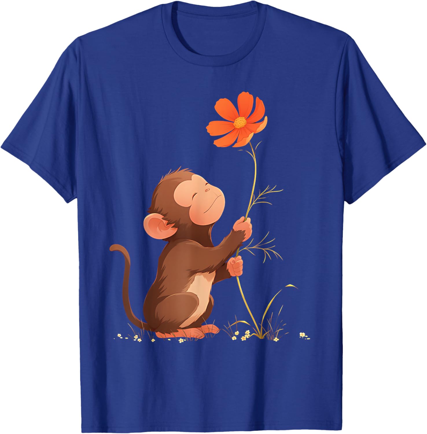 Cute Monkey Flower T-Shirt - T-Shirt | Royal