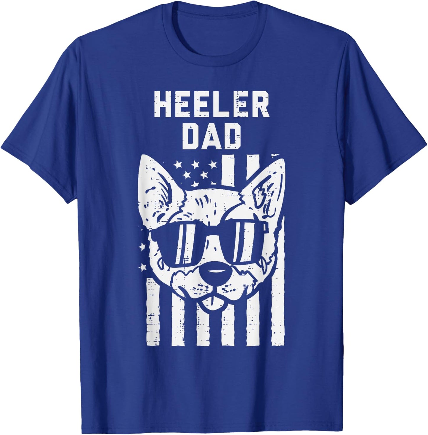 Heeler Dad Flag Cool Blue Red Cattle Dog Patriotic Men Gift T-Shirt - T-Shirt | Royal