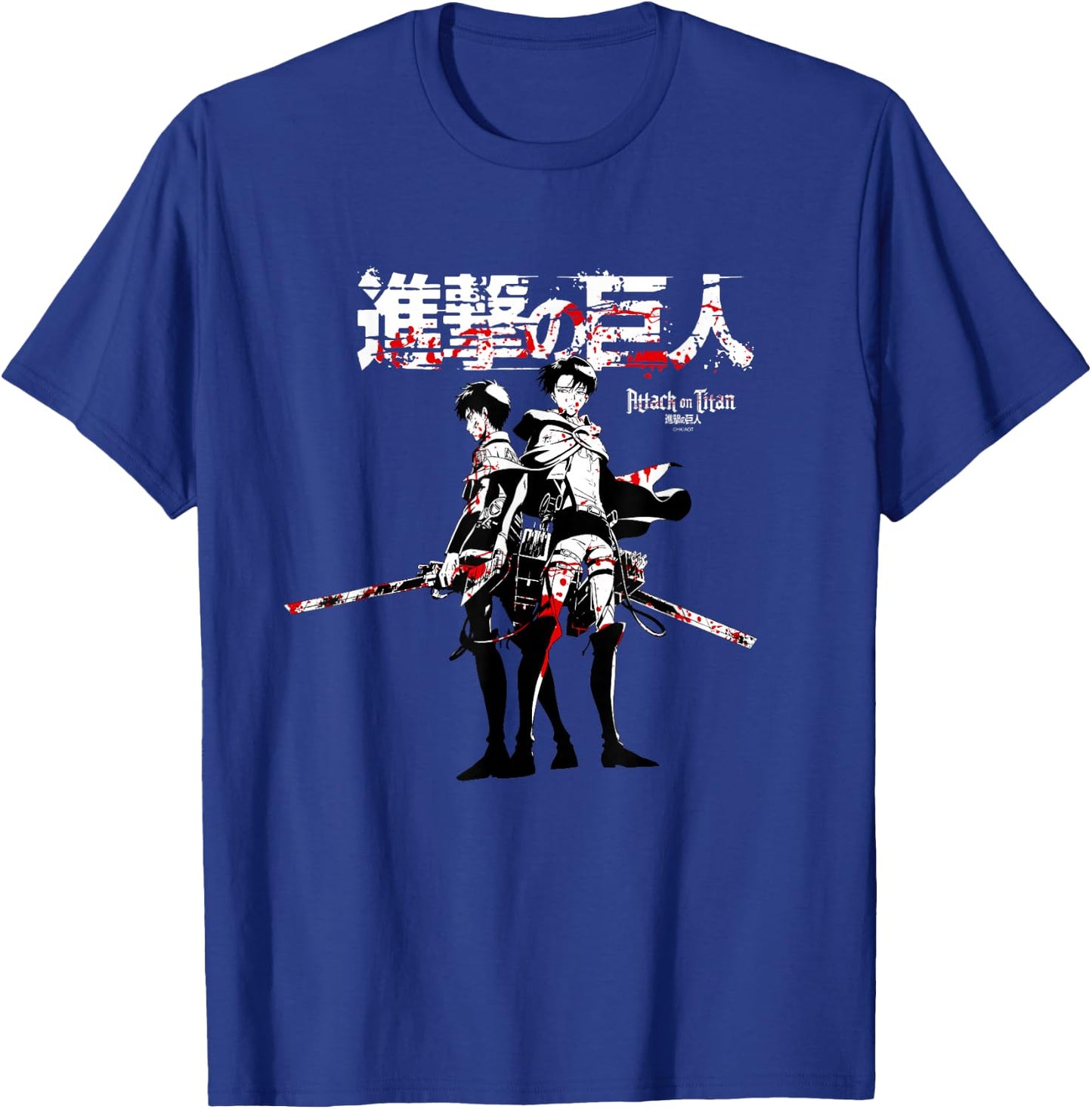 Attack on Titan Levi and Eren Sword Blood Splatter AOT Anime T-Shirt - T-Shirt | Royal