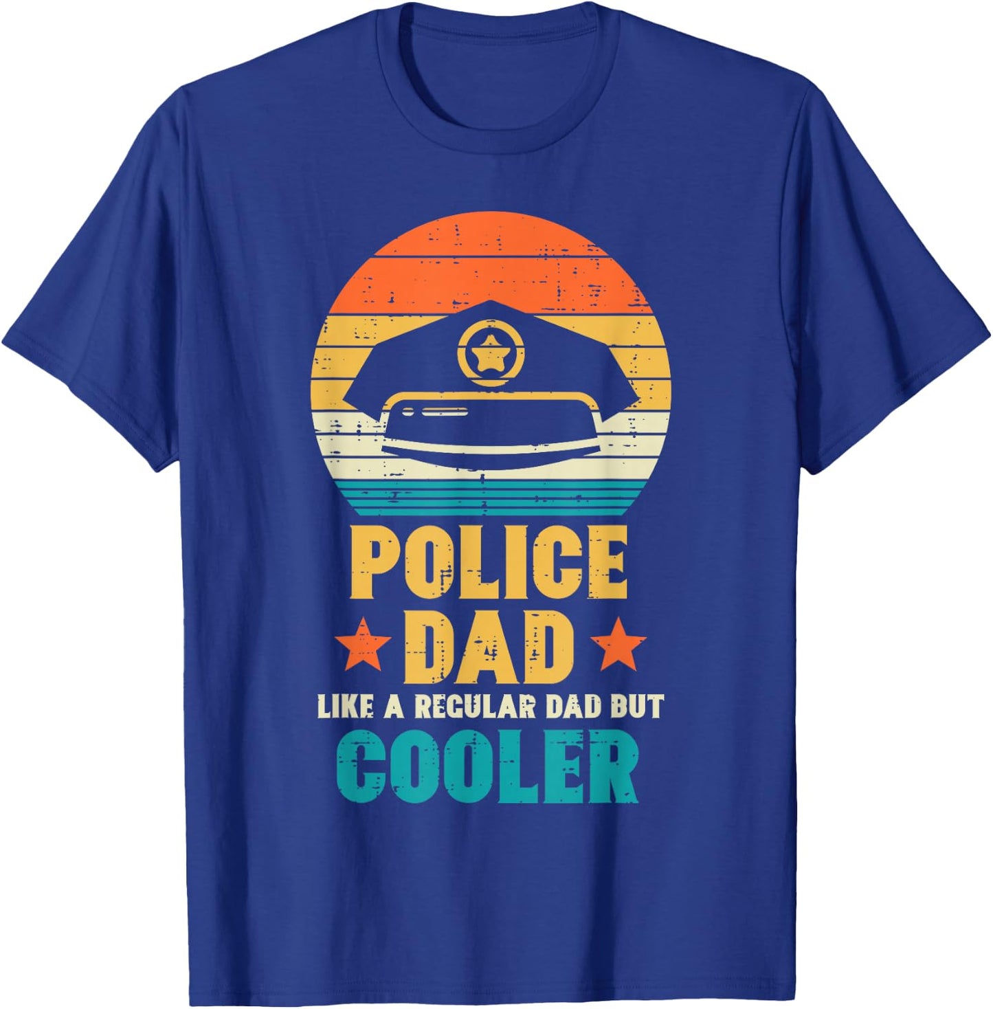 Police Dad Regular But Cooler Fathers Day Cop Officer Men T-Shirt - T-Shirt | Royal