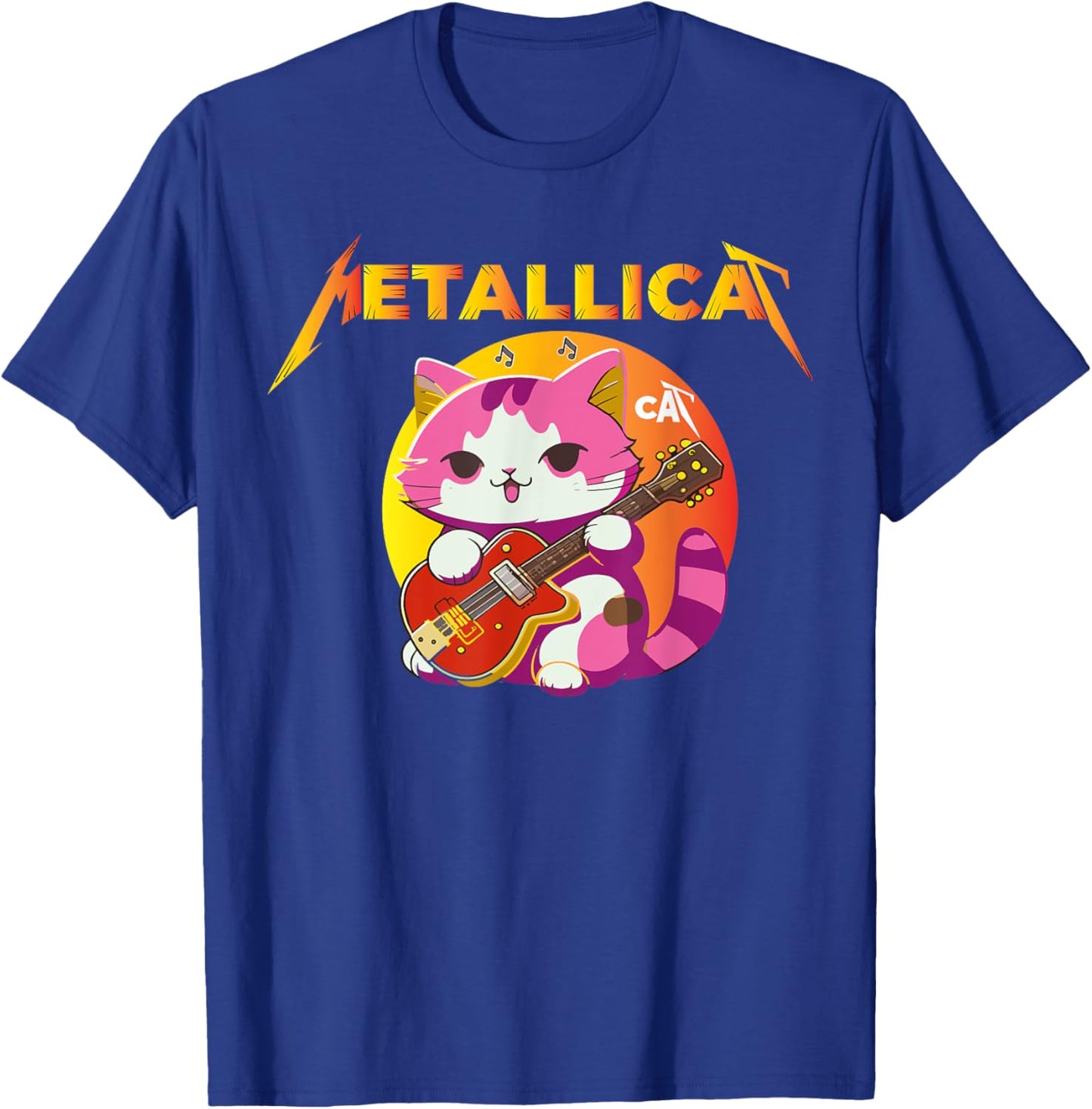 Metallicat- Funny Cat Rock Cat Playing Guitar Women T-Shirt - T-Shirt | Royal