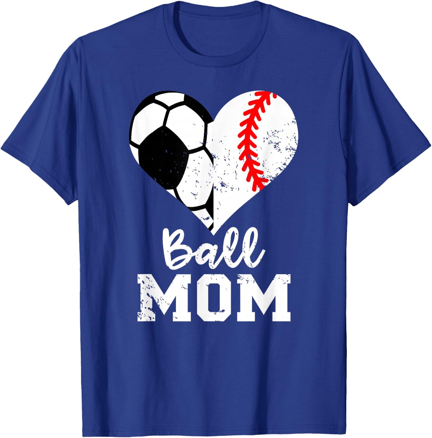 Ball Mom Heart Funny Baseball Soccer Mom T-Shirt - T-Shirt | Royal