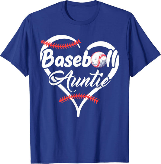 Baseball Aunt Heart Proud Baseball Auntie T-Shirt - T-Shirt | Royal