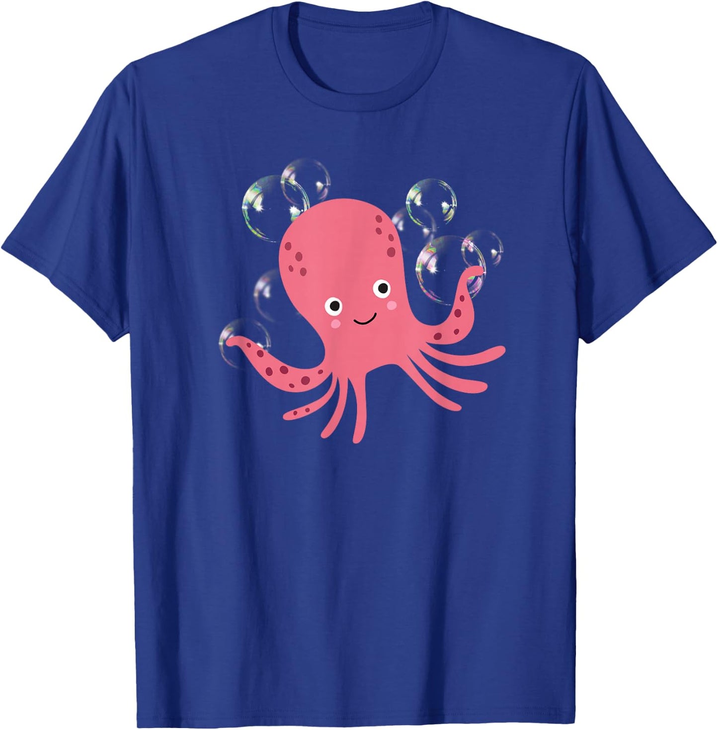 Cute Octopus Shirts Pink Octopus with Bubbles T-Shirt - T-Shirt | Royal