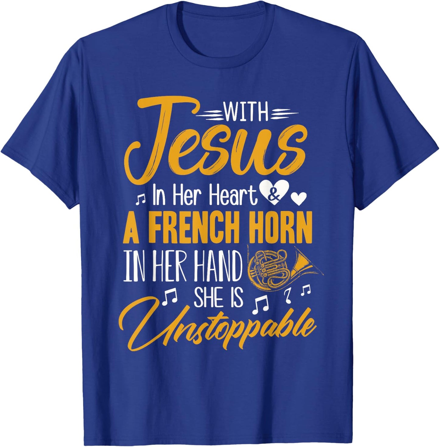 French Horn Shirt With Jesus In Her Heart French Horn Band T-Shirt - T-Shirt | Royal