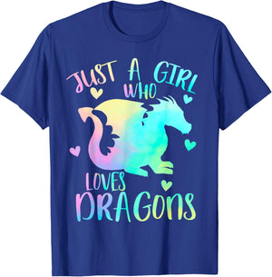 Just a Girl Who Loves Dragons Cute Dragon Themed Teen Girls T-Shirt - T-Shirt | Royal