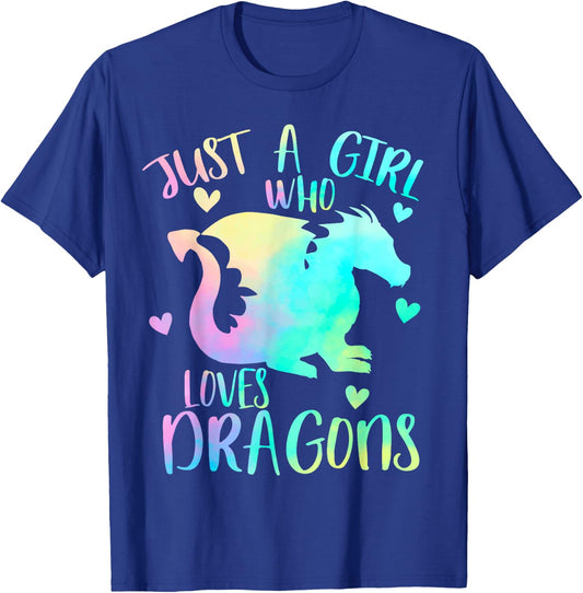 Just a Girl Who Loves Dragons Cute Dragon Themed Teen Girls T-Shirt - T-Shirt | Royal