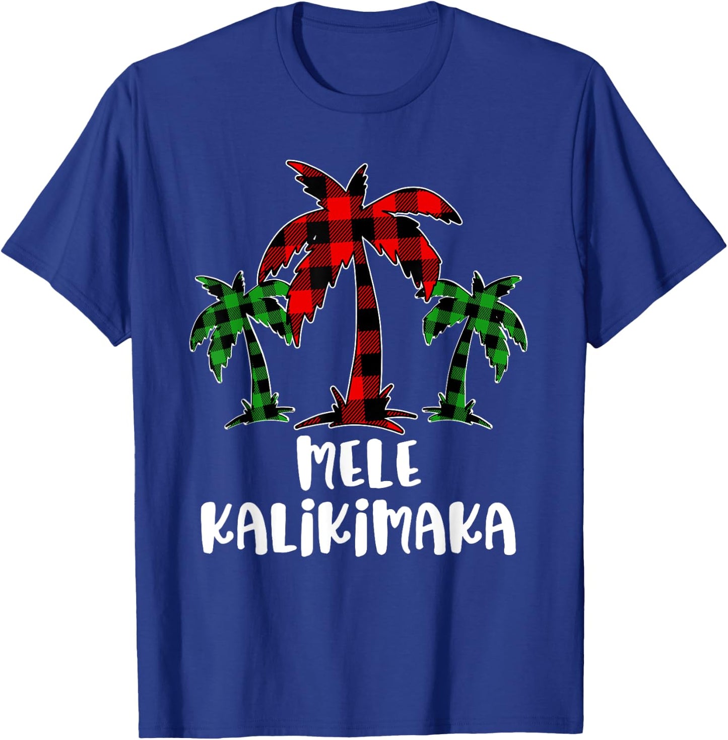 Mele Kalikimaka Palm Tree Hawaii Buffalo Plaid Christmas PJ T-Shirt - T-Shirt | Royal
