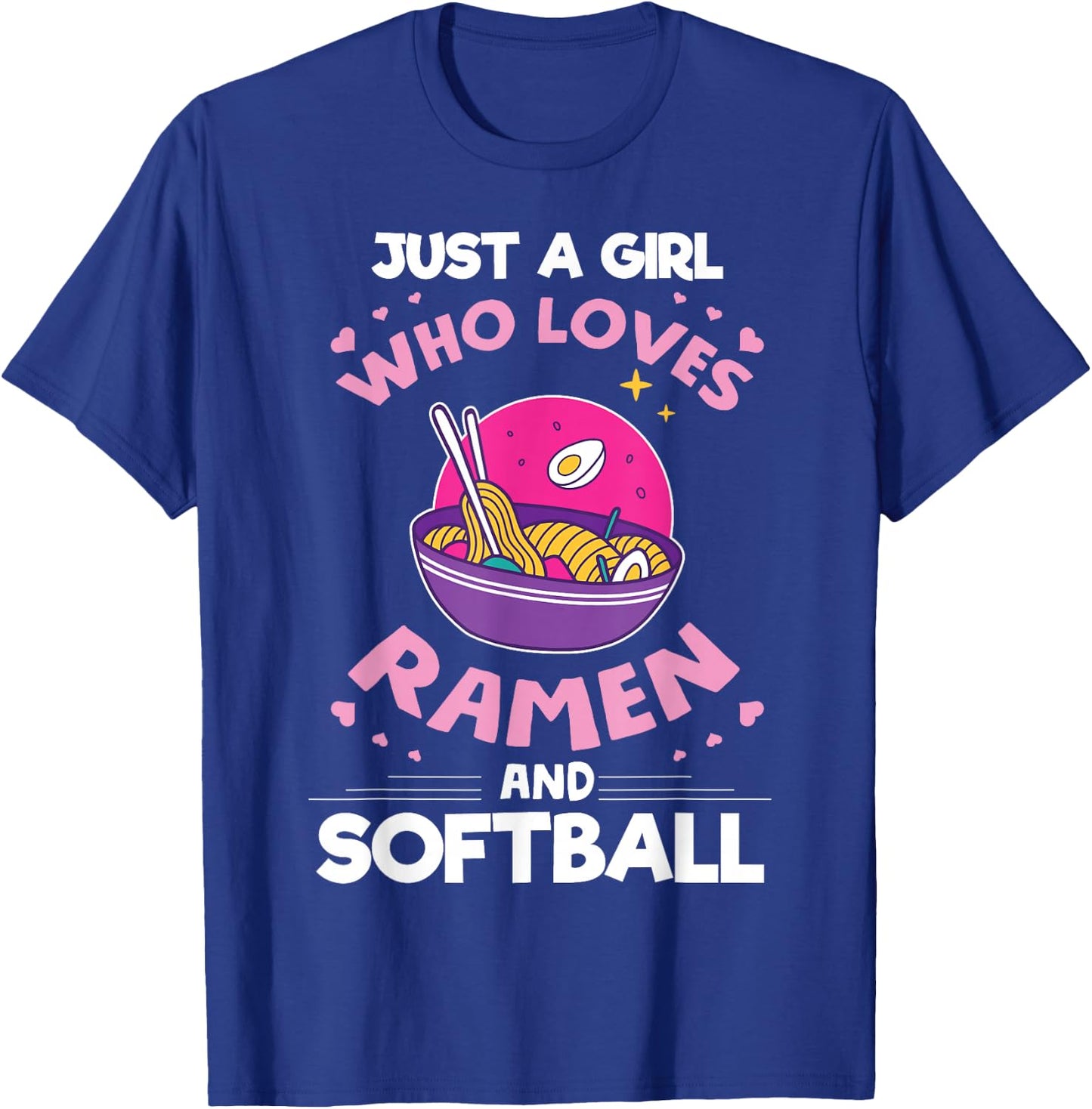Girl who loves Ramen And Softball Anime gifts for teen girls T-Shirt - T-Shirt | Royal