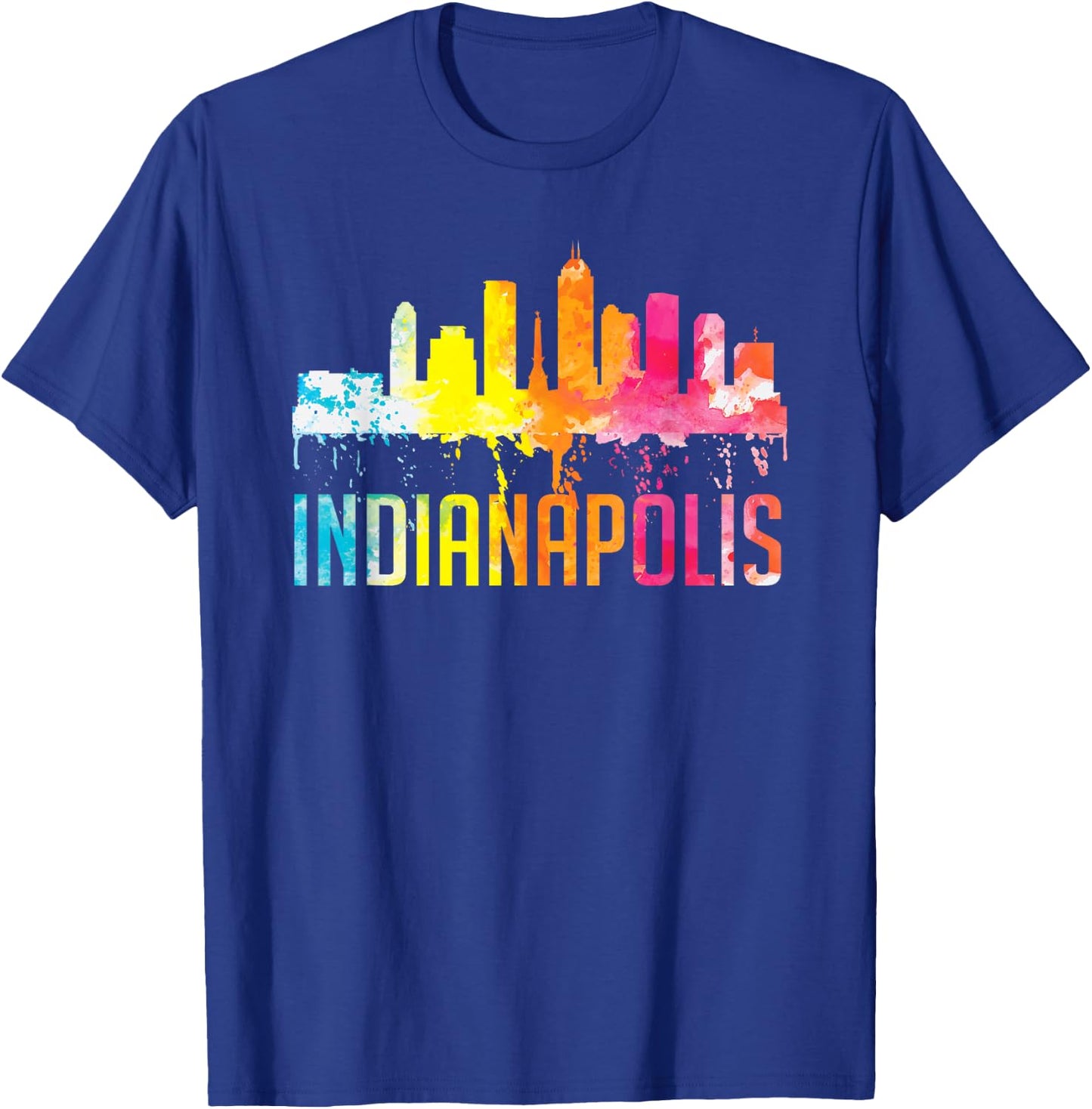 Indianapolis Indiana Watercolor City Skyline Art Souvenir T-Shirt - T-Shirt | Royal