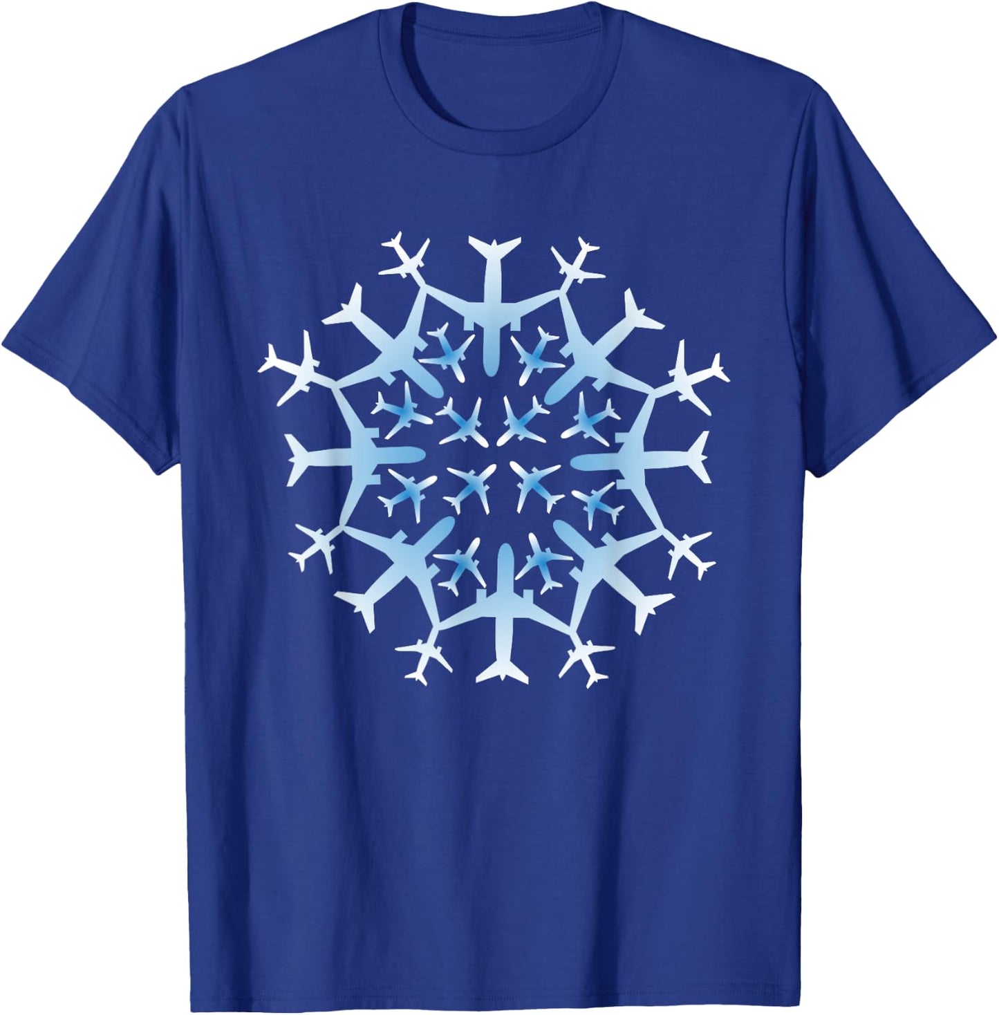 Pilot Gift Snowflake Airplanes Christmas Snow Aviation Plane T-Shirt - T-Shirt | Royal