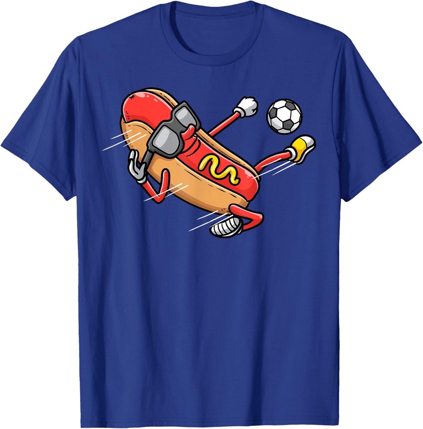 Soccer Player Hotdog Hot Dogs Playing Soccer T-Shirt - T-Shirt | Royal