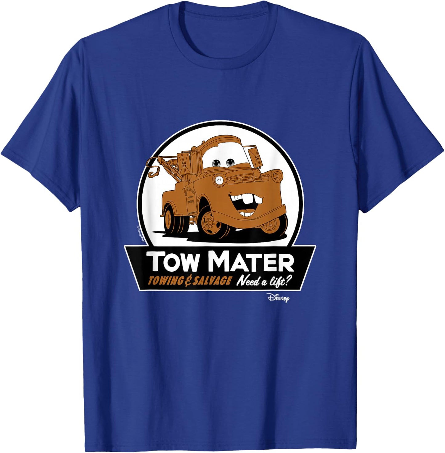 Cars - Tow Mater Towing Sign T-Shirt - T-Shirt | Royal