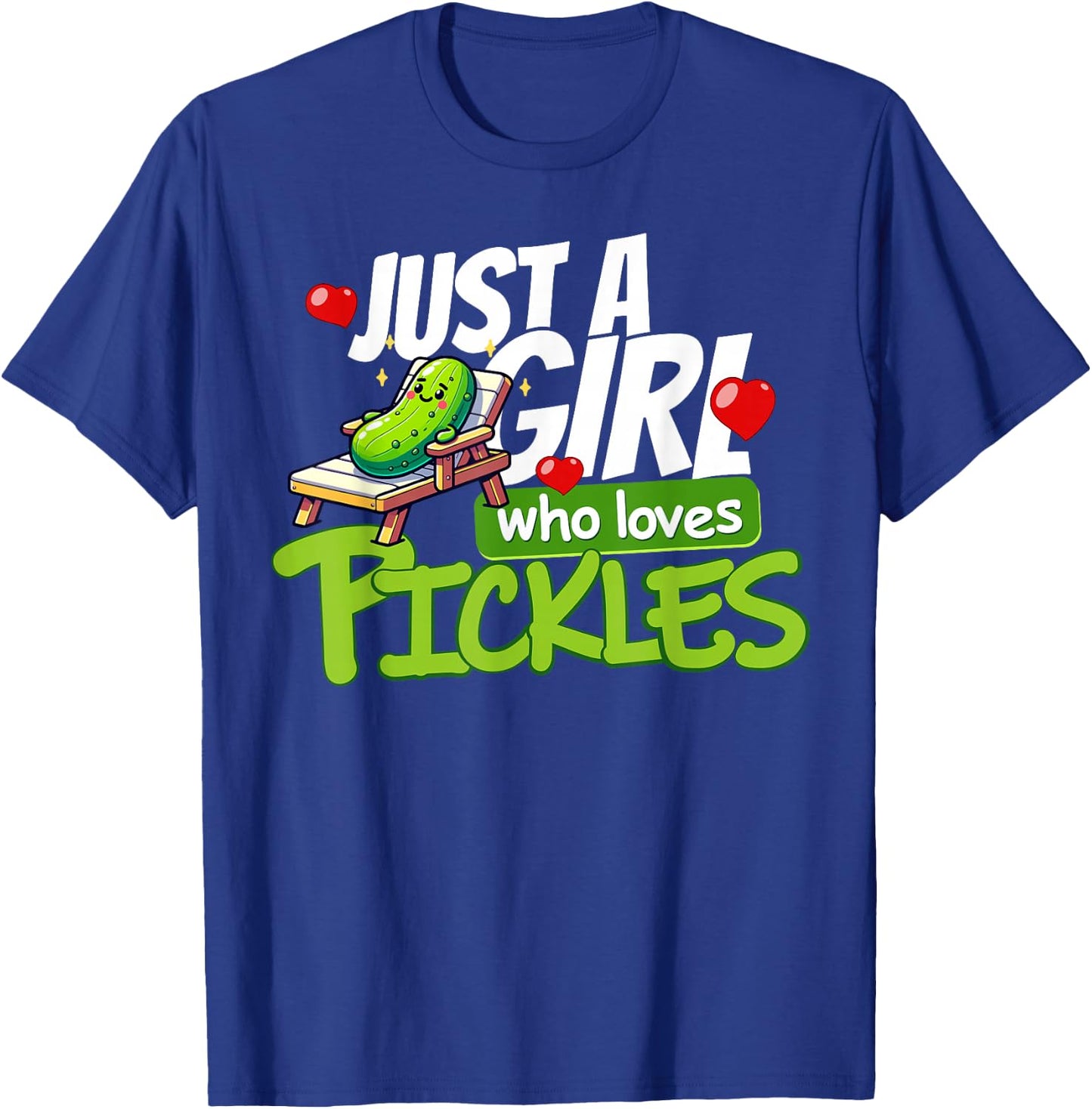 Just A Girl Who Loves Pickles Cute Vegetarian Cucumber Lover T-Shirt - T-Shirt | Royal