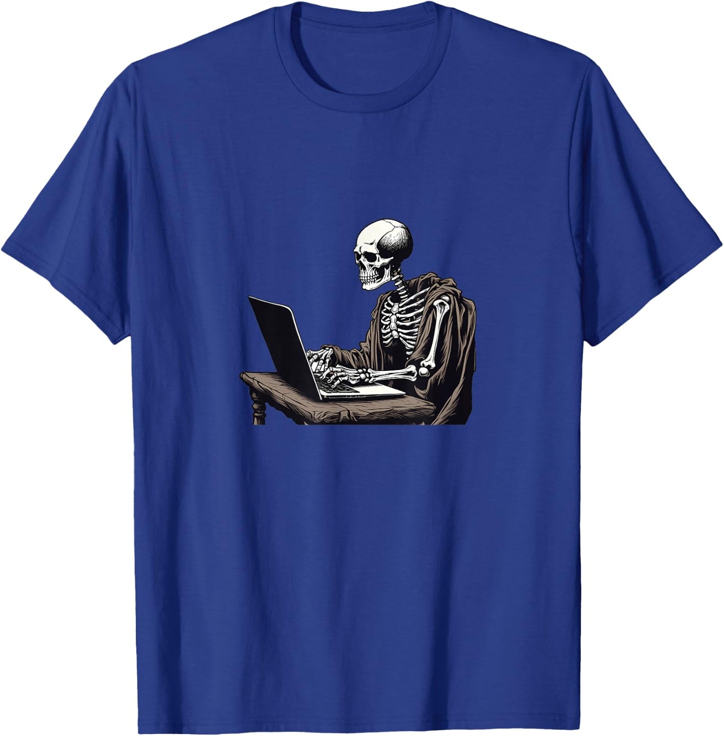 Web Developer Coding Skeleton In Front of Laptop Halloween T-Shirt - T-Shirt | Royal