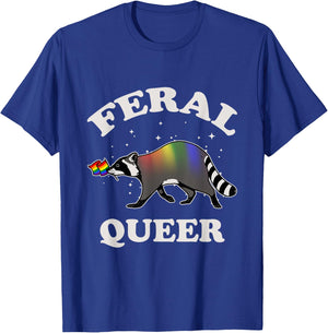 LGBTQ Pride Raccoon Feral Queer Rainbow Pride Flag LGBT T-Shirt - T-Shirt | Royal