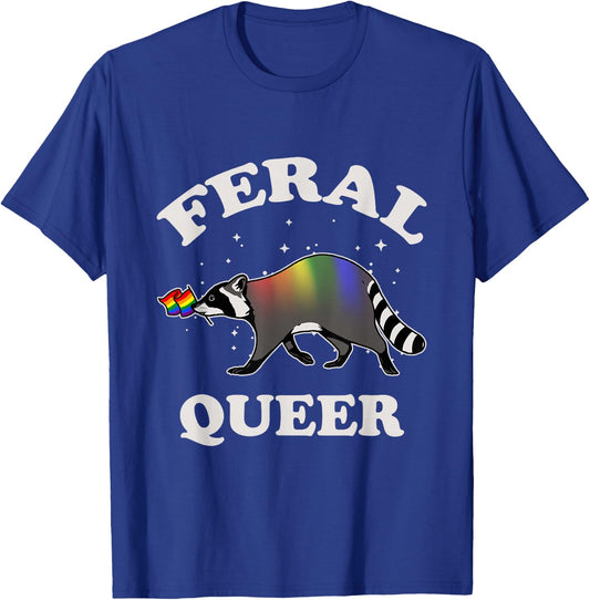 LGBTQ Pride Raccoon Feral Queer Rainbow Pride Flag LGBT T-Shirt - T-Shirt | Royal