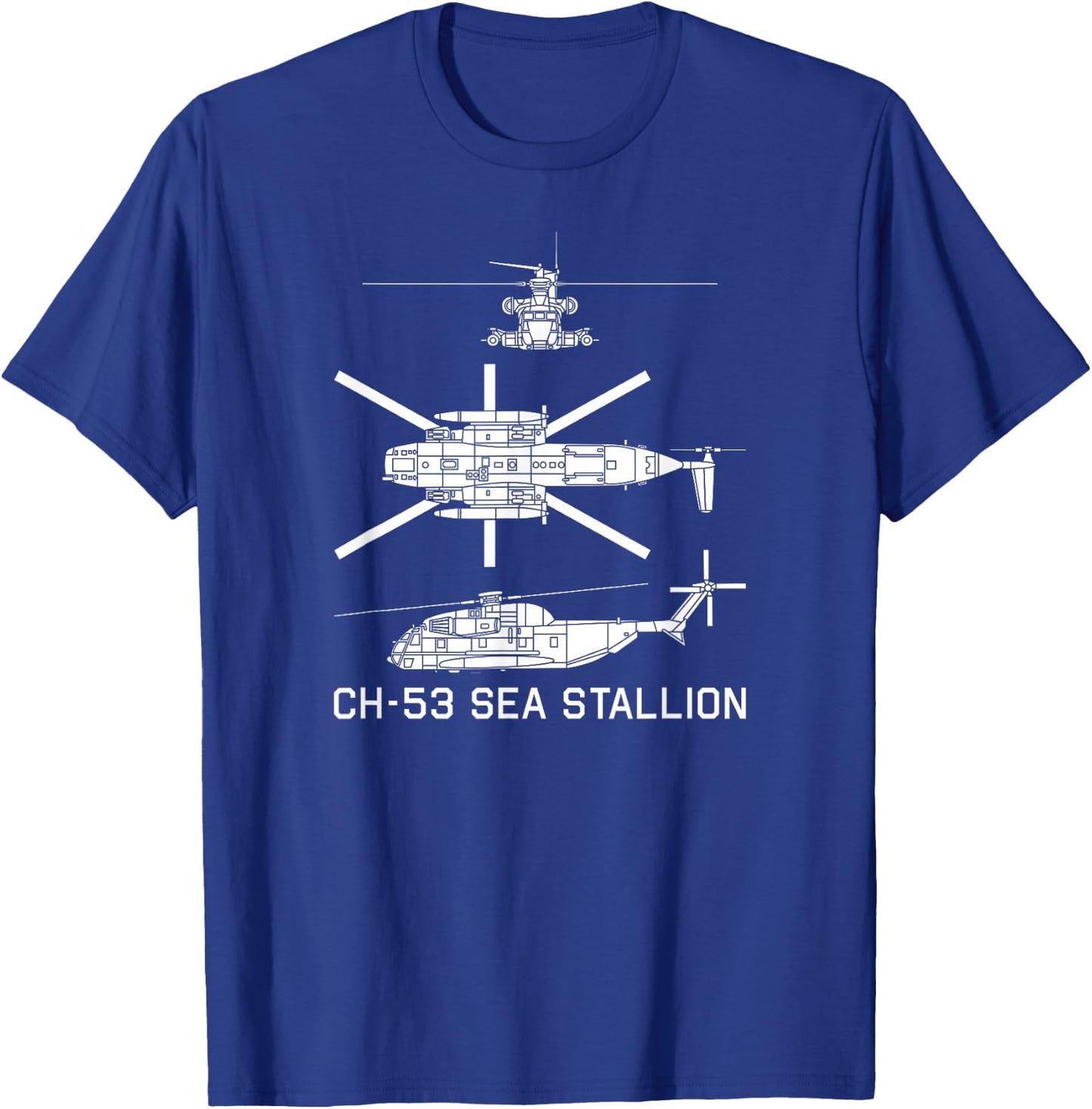 CH-53 Sea Stallion Military Helicopter Silhouette Gift T-Shirt - T-Shirt | Royal