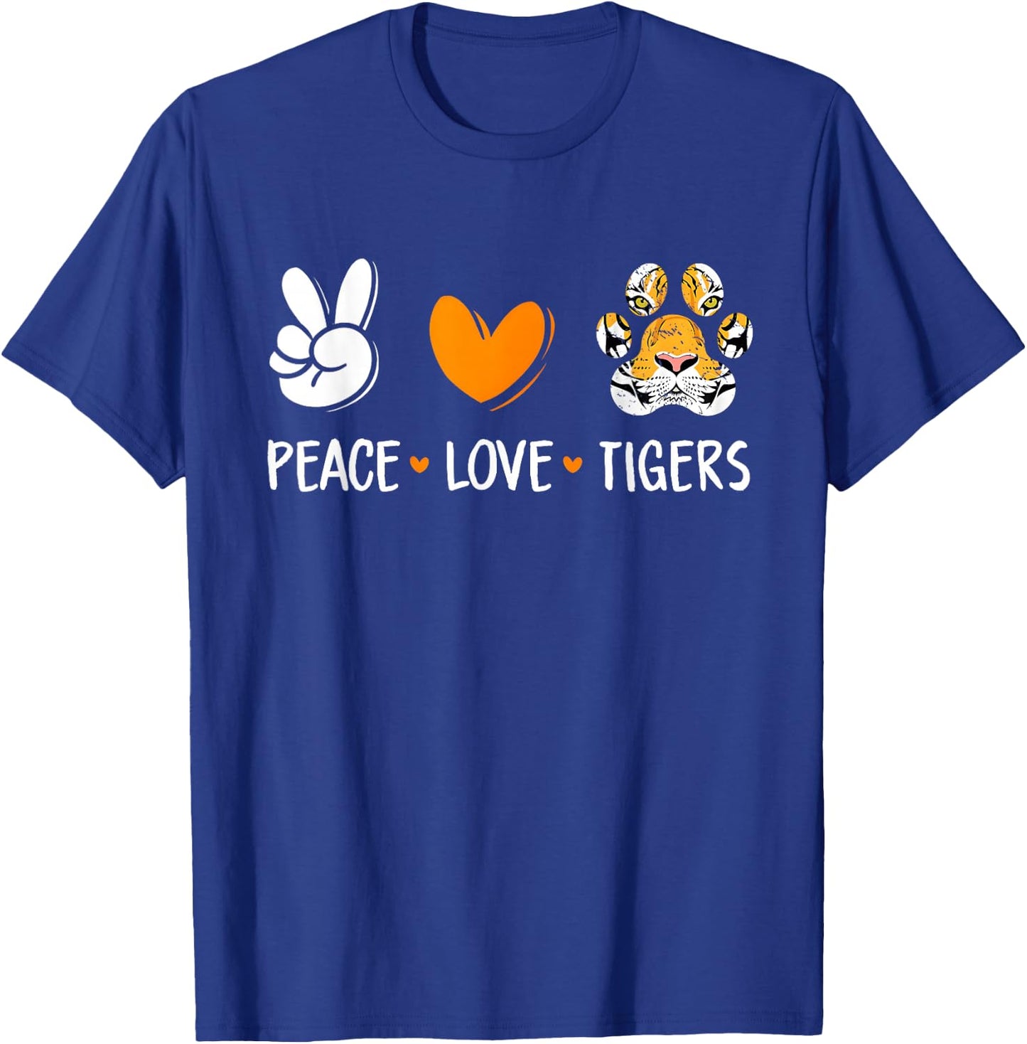 Peace Love Tigers Paw Wild Animal Lover Men Women Kids T-Shirt - T-Shirt | Royal