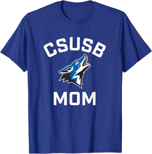 Cal State San Bernardino CSUSB Coyotes Arched Mom T-Shirt - T-Shirt | Royal