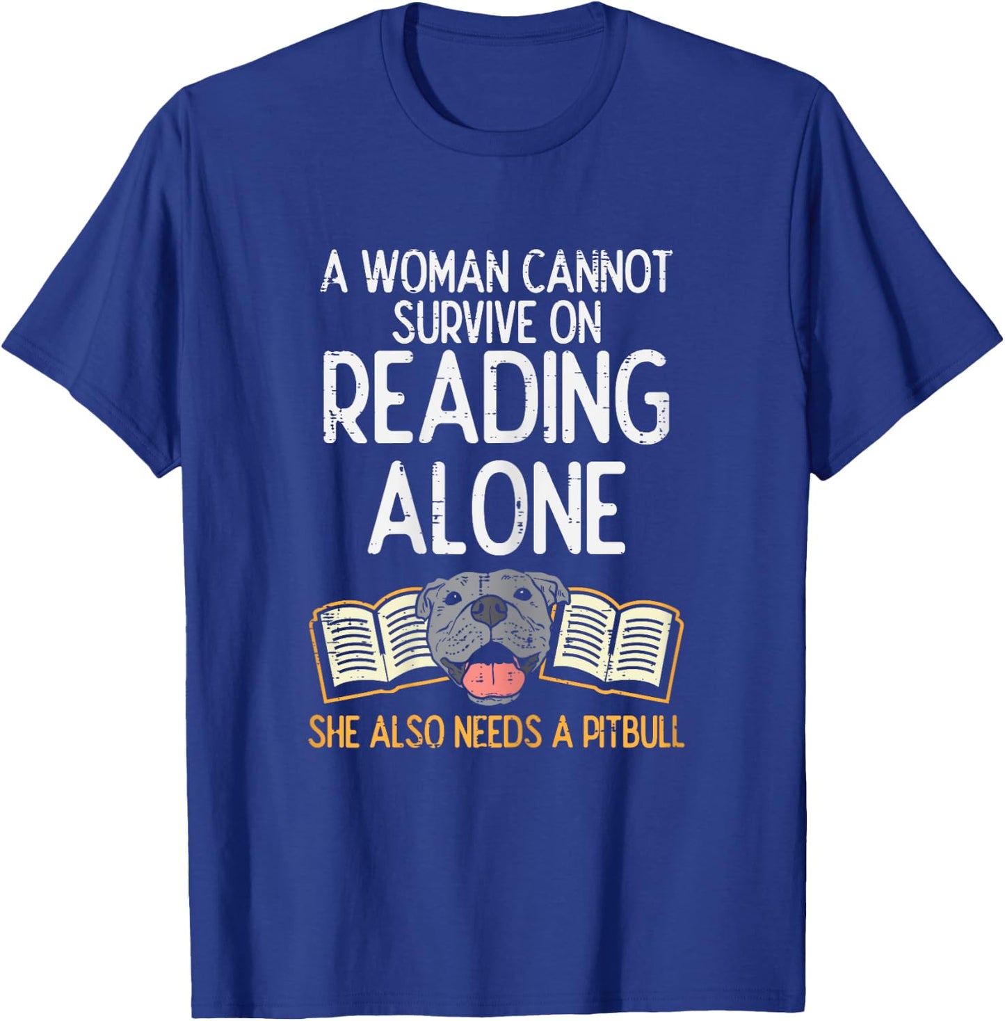Woman Book Librarian Reading Pitbull Dog Owner Women Gift T-Shirt - T-Shirt | Royal