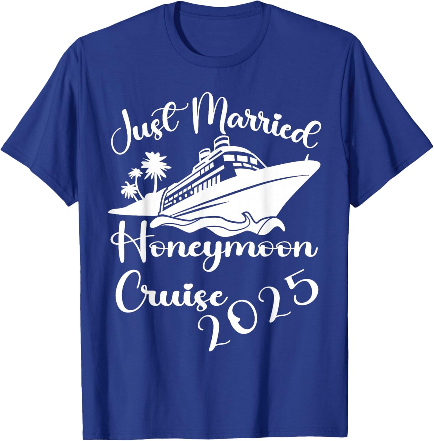 Just Married 2025 Wedding Rings Matching Couple Newlyweds T-Shirt - T-Shirt | Royal