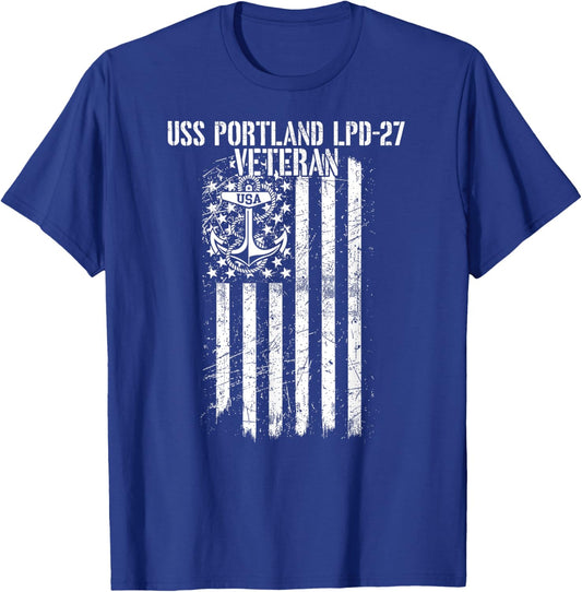 USS Portland LPD-27 Amphibious Transport Dock Veteran T-Shirt - T-Shirt | Royal