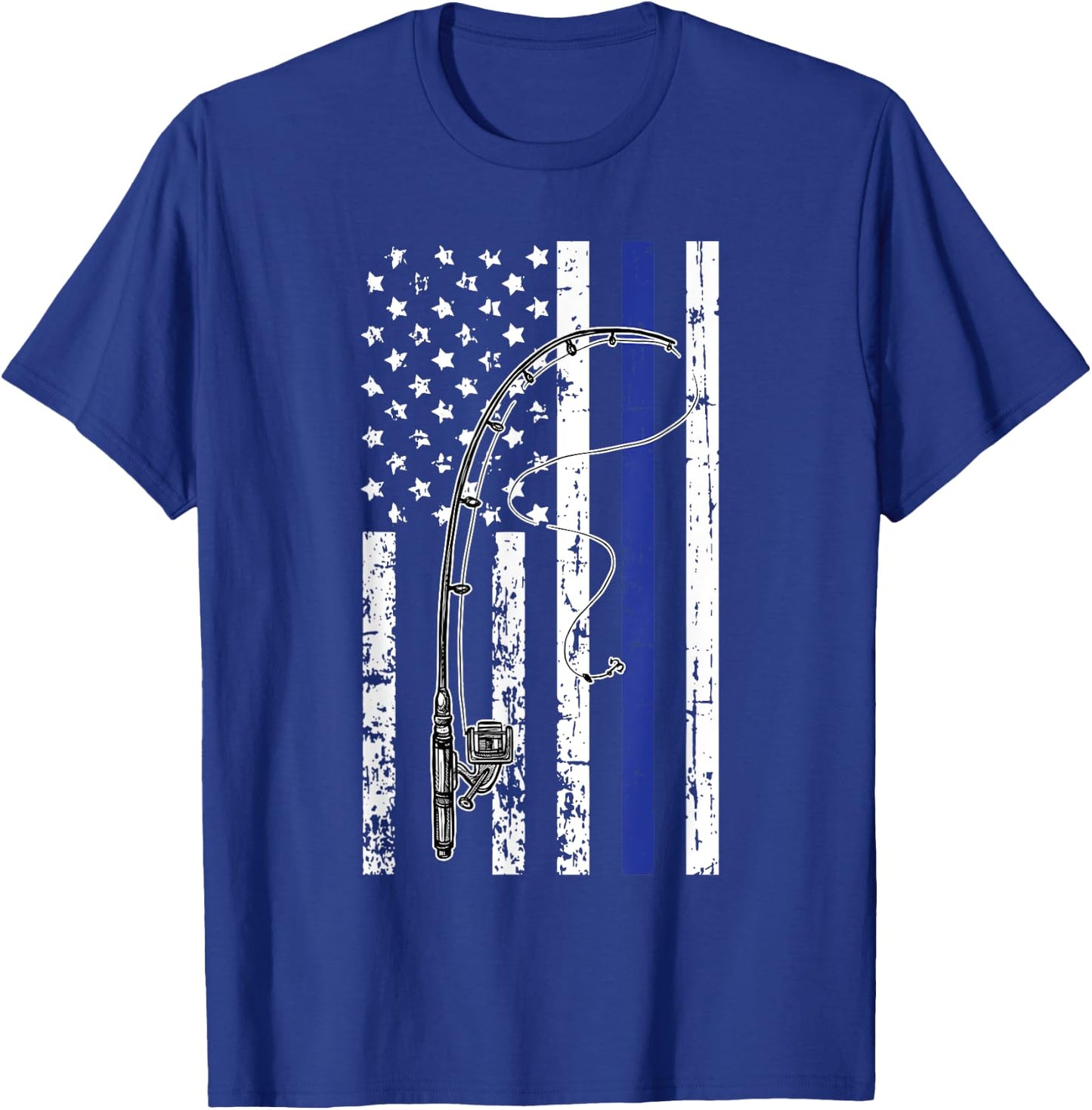 American Flag Blue Line Fishing Cool Police Officer Gifts T-Shirt - T-Shirt | Royal