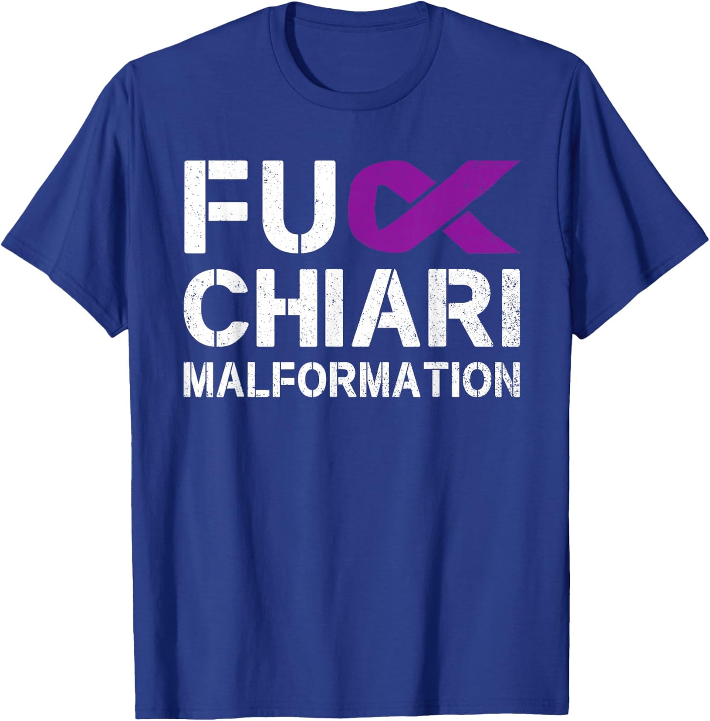 Fuck Chiari Malformation Awareness Purple Ribbon Warrior T-Shirt - T-Shirt | Royal